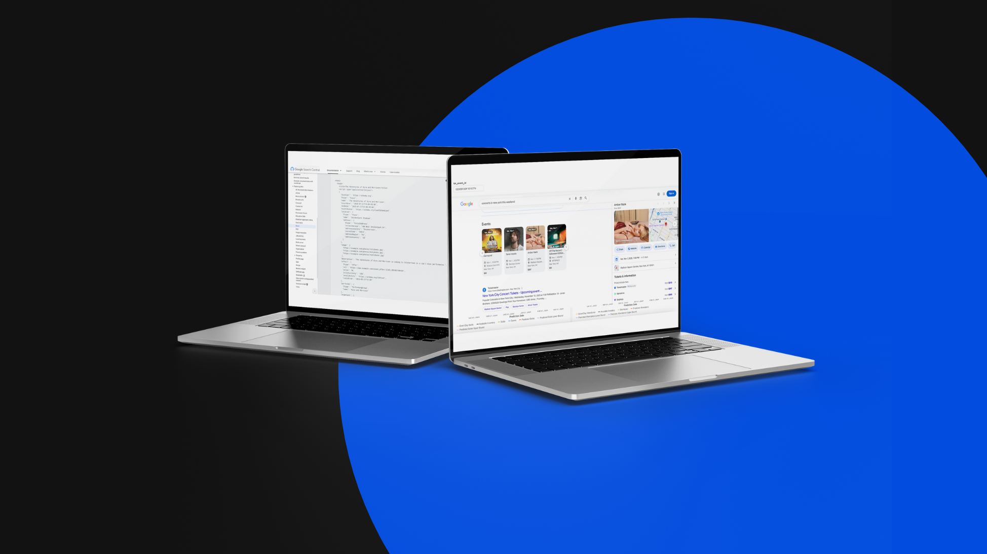 Image of two laptops showing advanced SEO images.