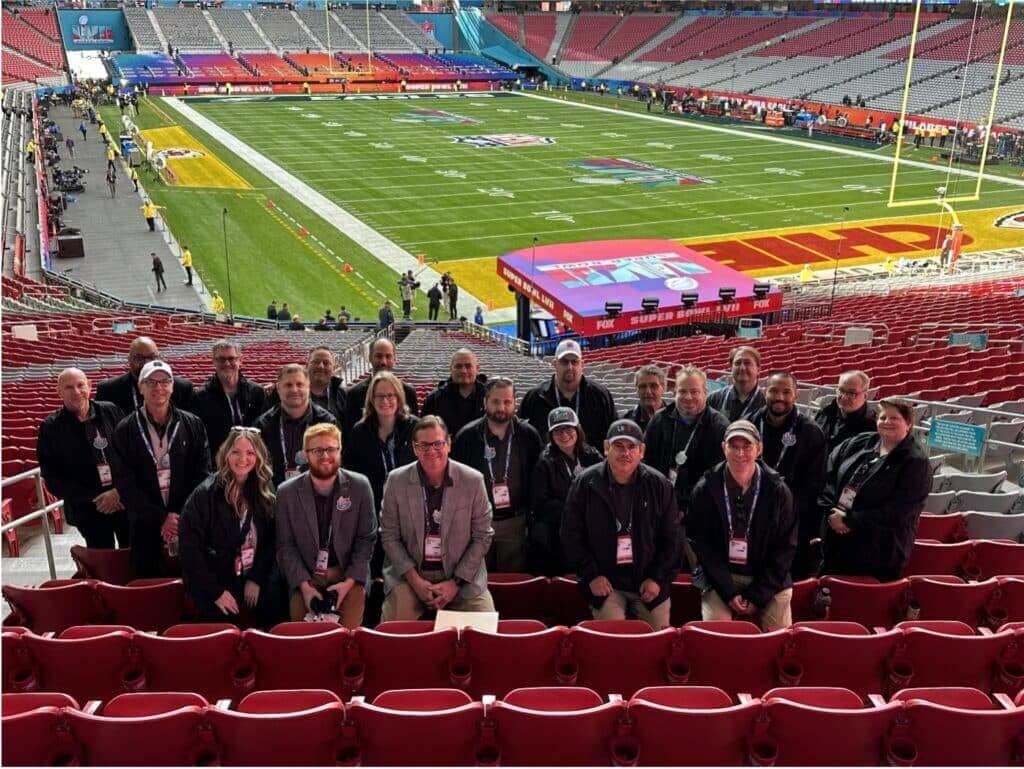 ticketmaster team at Super Bowl before game starts