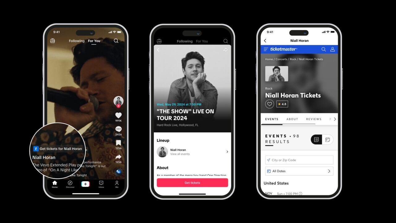 TikTok and Ticketmaster expand partnership across 20+ countries to help artists sell tickets to fans directly in the app