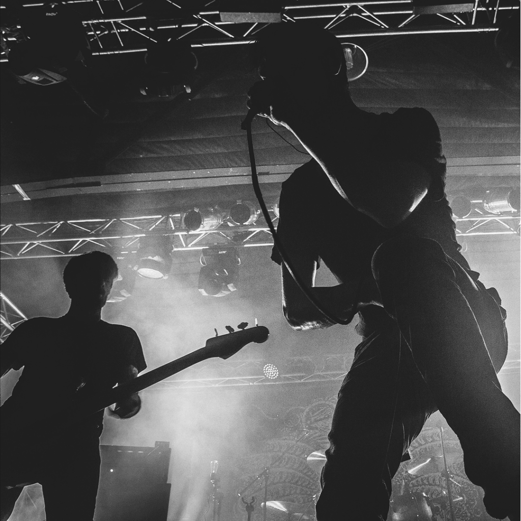front row view at rock concert