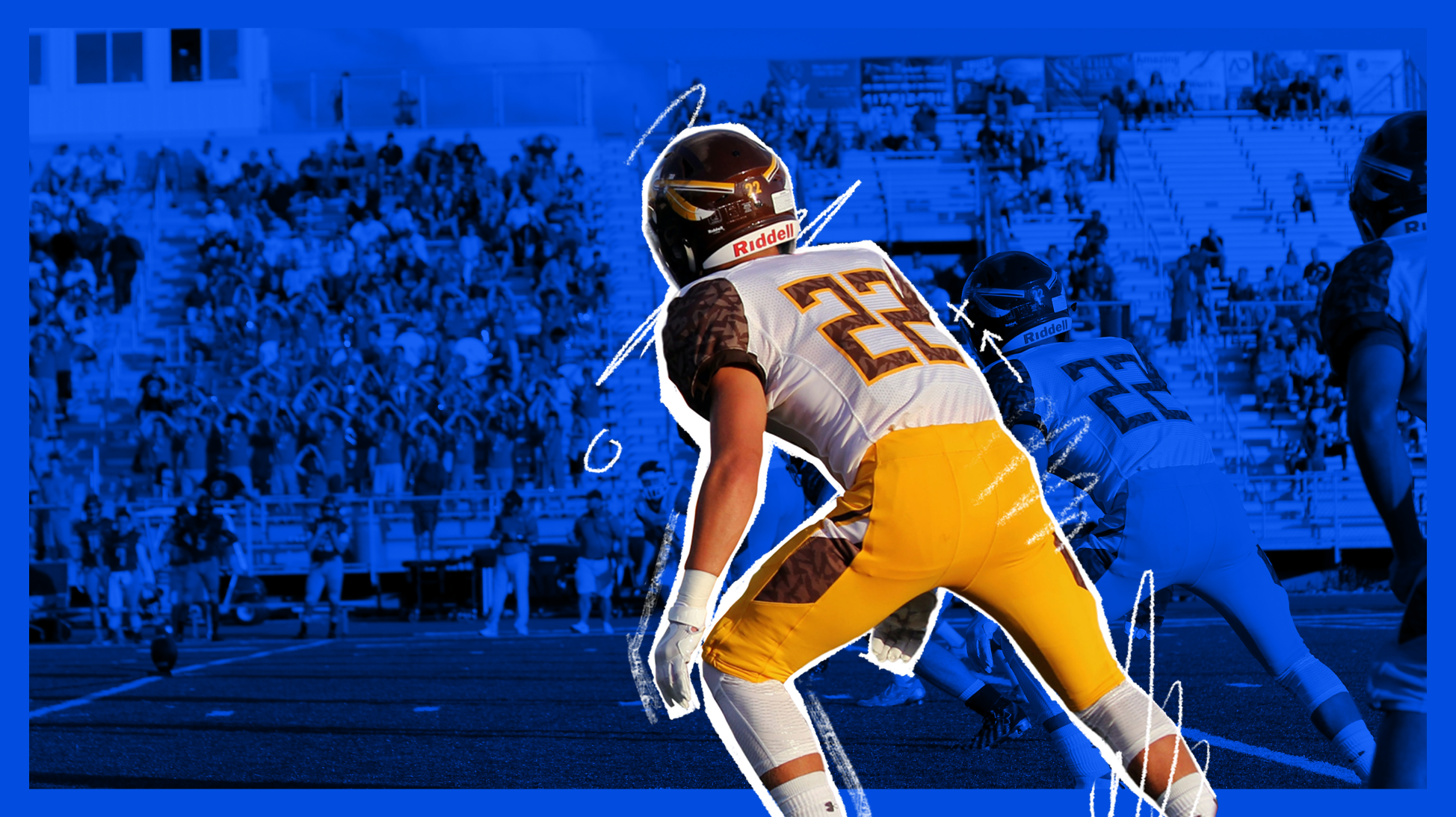 Image of a football player with fans cheering in the background