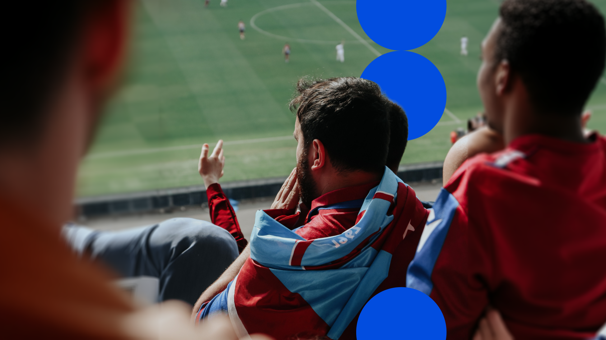 Image of fans watching a soccer game from the stands.